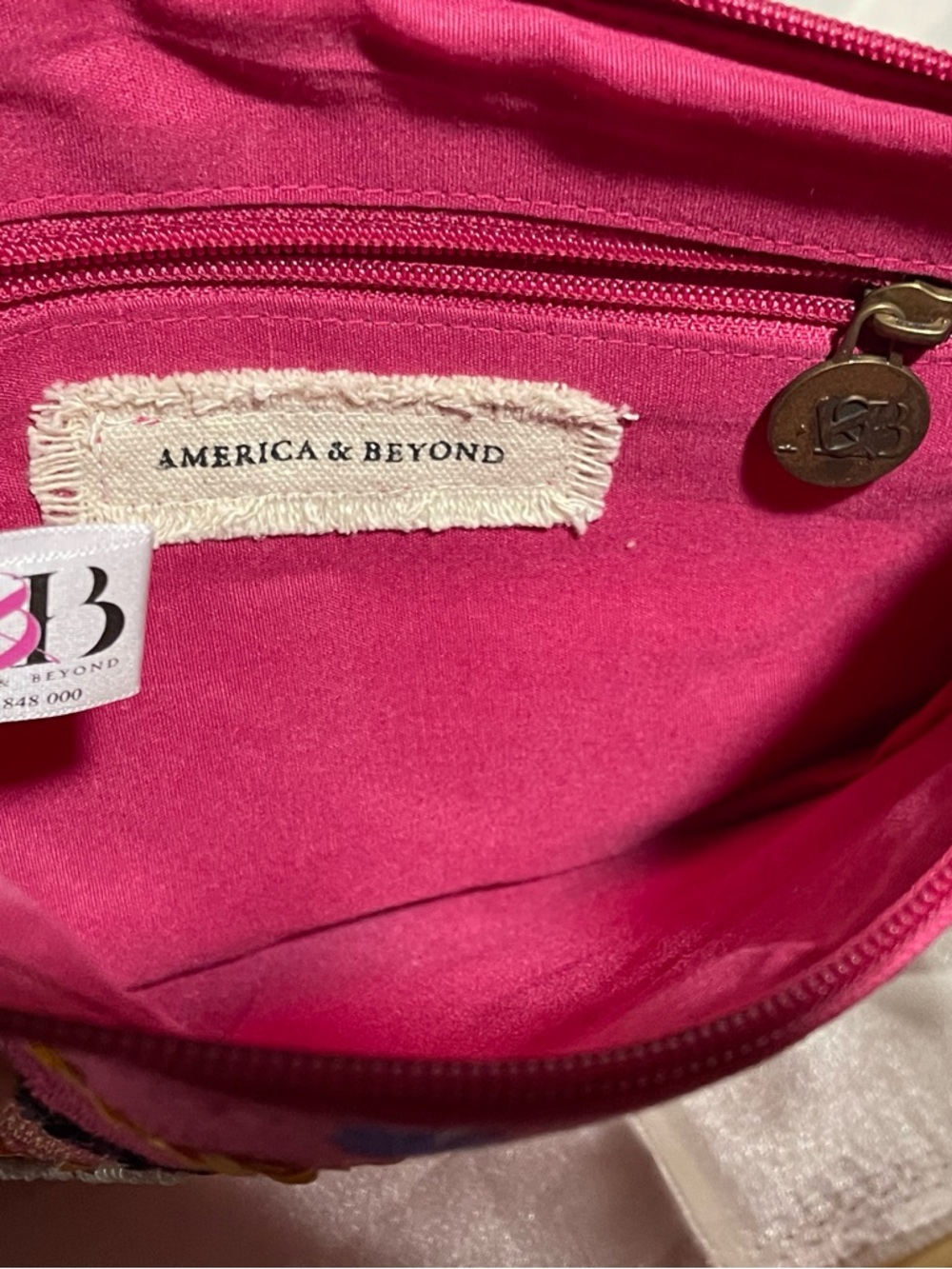 NWT America&Beyond “JOY” Sequins,Glass Beads  Handcrafted/Cotton Canvas Clutch - Picture 7 of 13